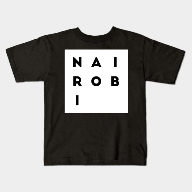 Nairobi | White square letters Kids T-Shirt by Classical